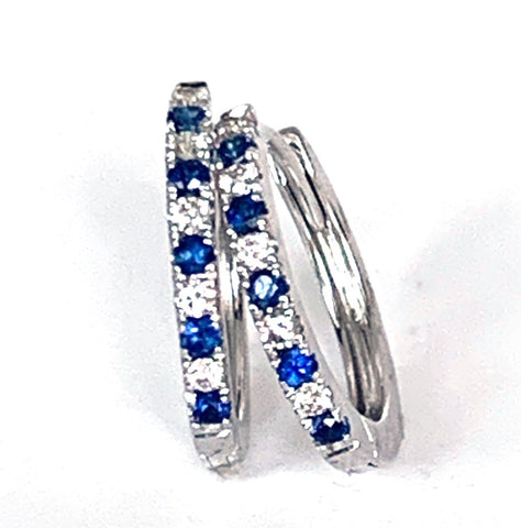 14K gold blue sapphire mini hoop earrings ME2420BS