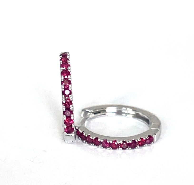 14K gold ruby mini hoop earrings ME2420R