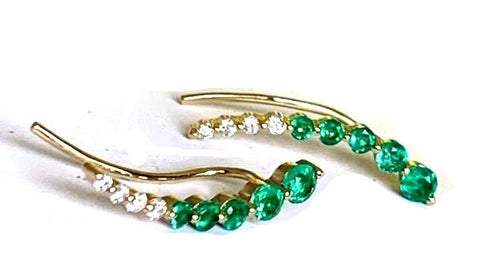14K round turquoise & green amethyst diamond earrings ME2434YAMG