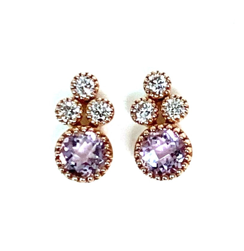 14k gold pink amethyst & diamond pendant MP45626AM