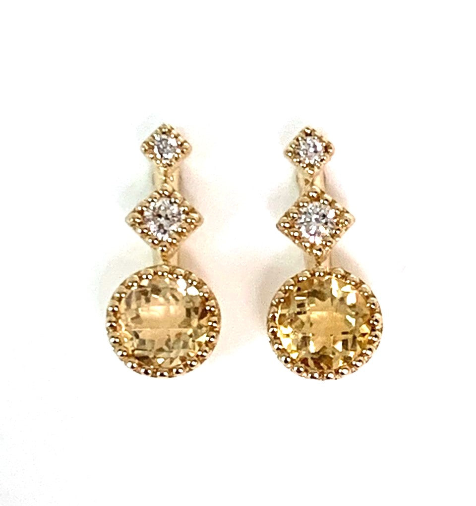 14k gold yellow citrine & diamond pendant MP45628CT