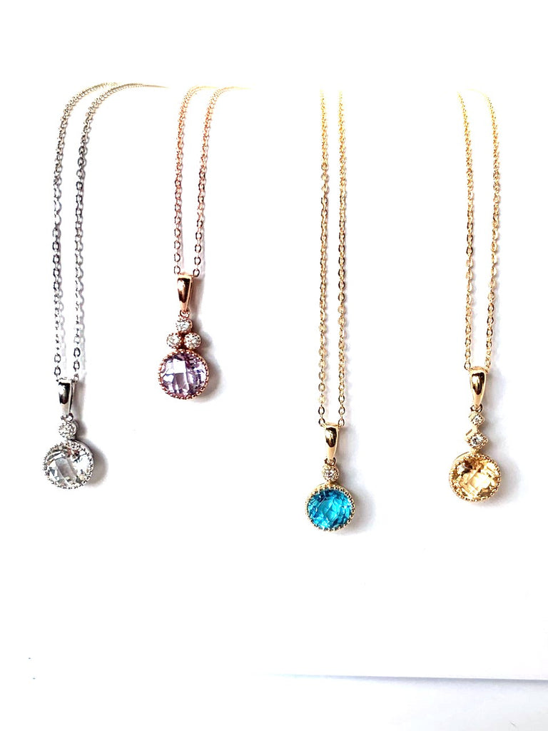 14k gold blue topaz & diamond pendant MP45624BT