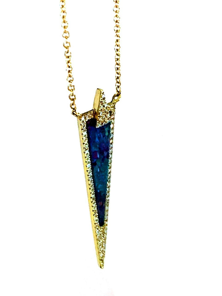 14k elongated triangle opal and diamond necklace MN24363OP