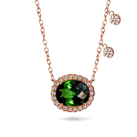 14k emerald green amethyst, turquoise & diamond necklace MN0755YAMG