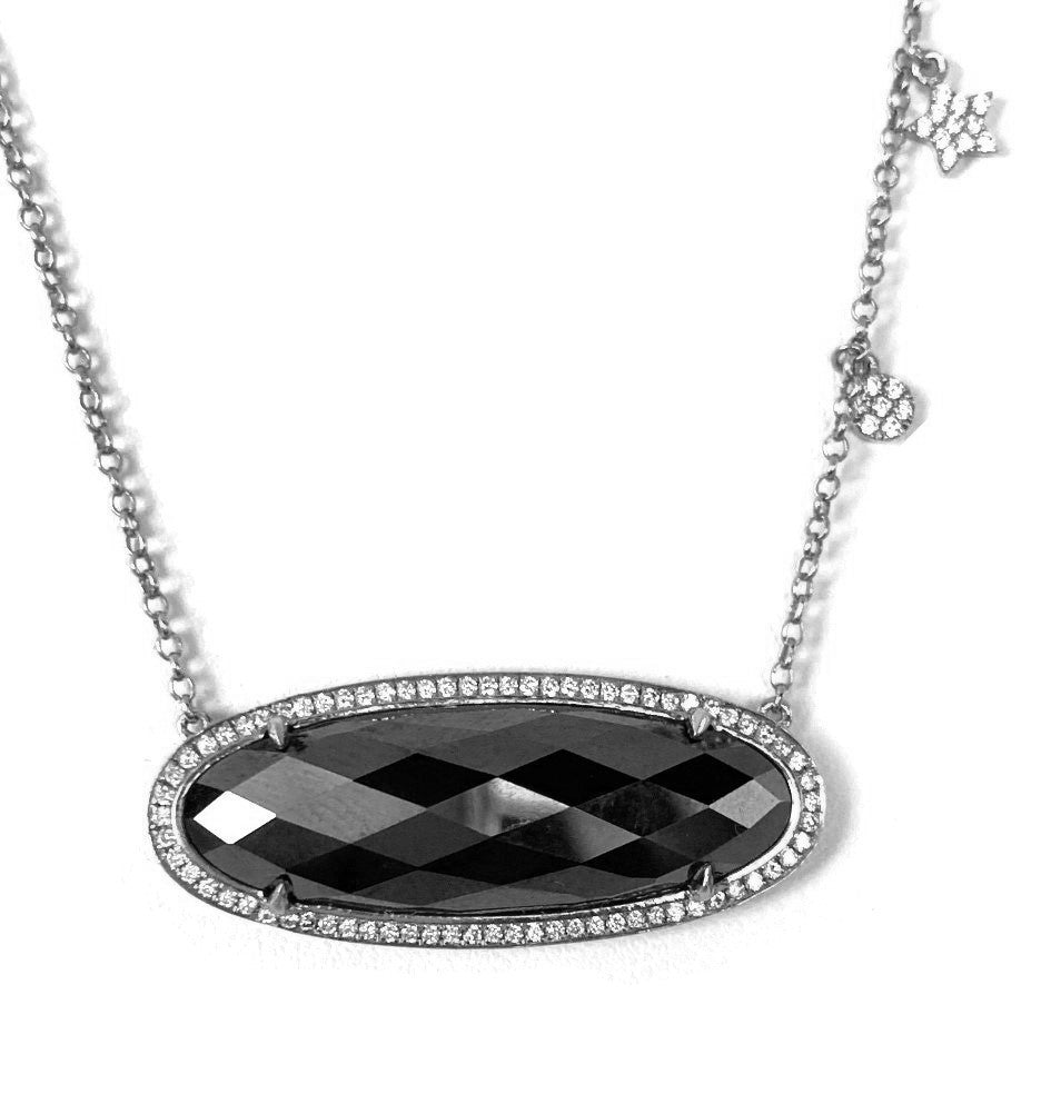14k gold oval hematite necklace MN71567HN