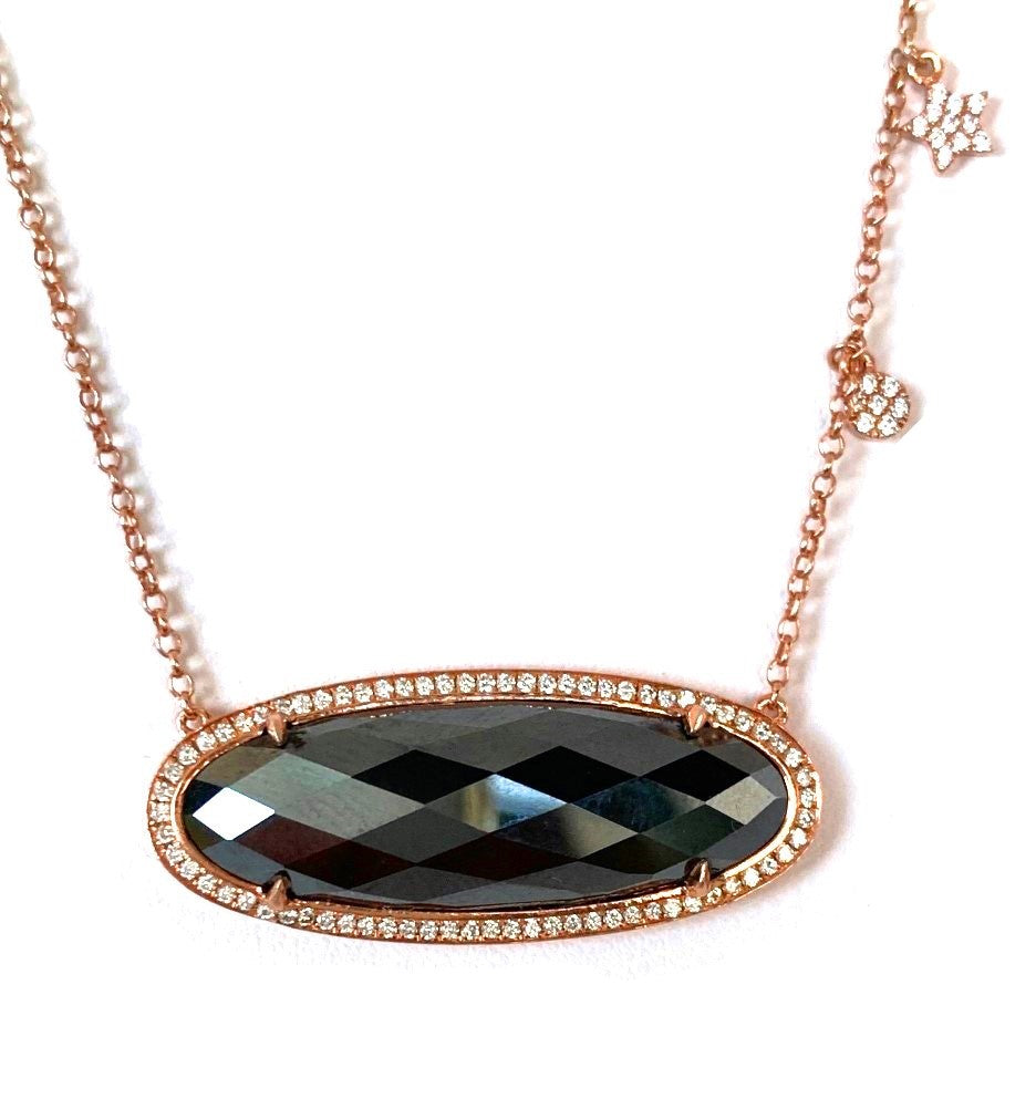14k gold oval hematite necklace MN71567HN