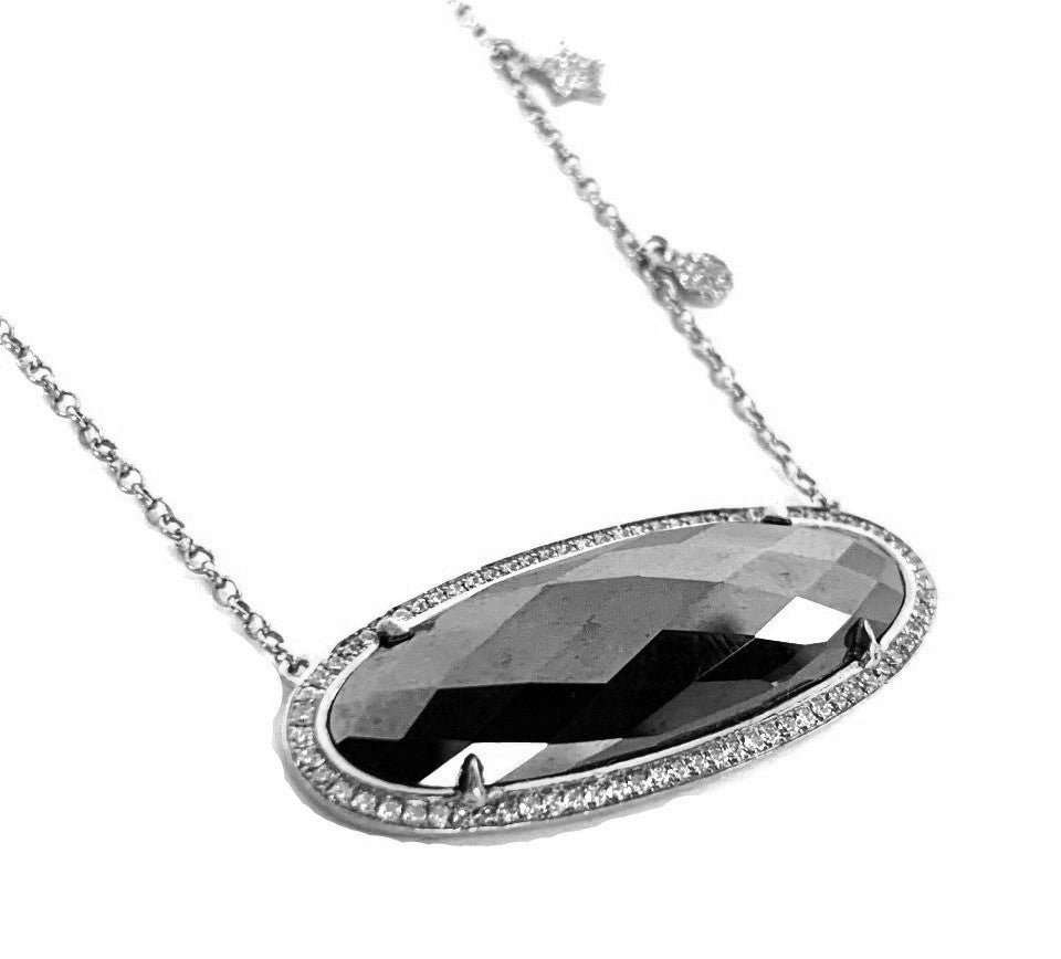 14k gold oval hematite necklace MN71567HN