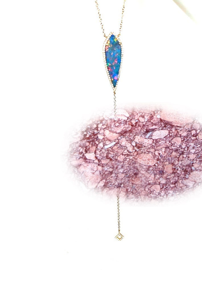 14K kite black opal & diamond lariat necklace MN71598