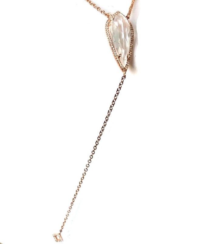 14K kite white topaz & diamond lariat necklace MN71598WT