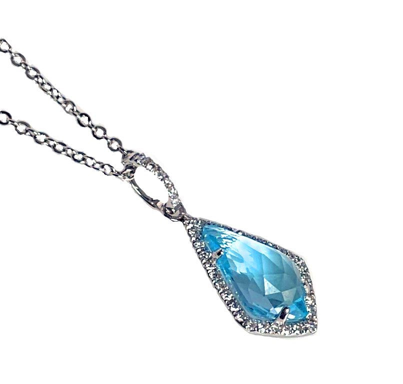 14k kite shape blue topaz and diamond pendant MP27586BT