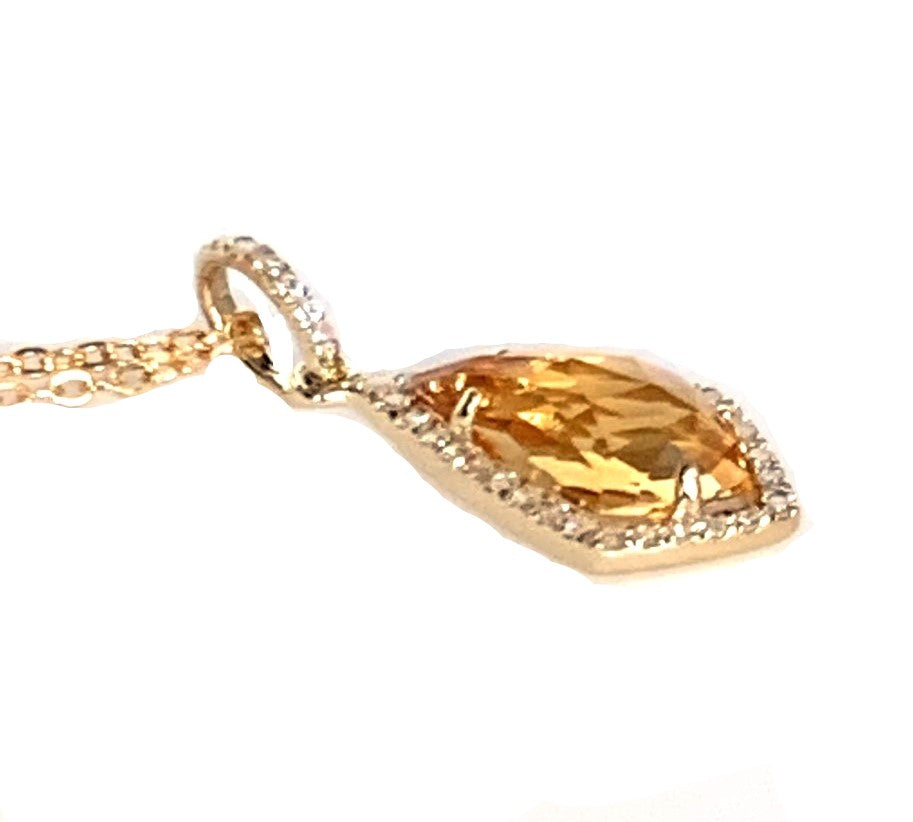 14k kite shape citrine and diamond pendant MP27586ct