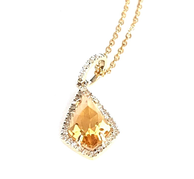 14k kite shape citrine and diamond pendant MP27586ct