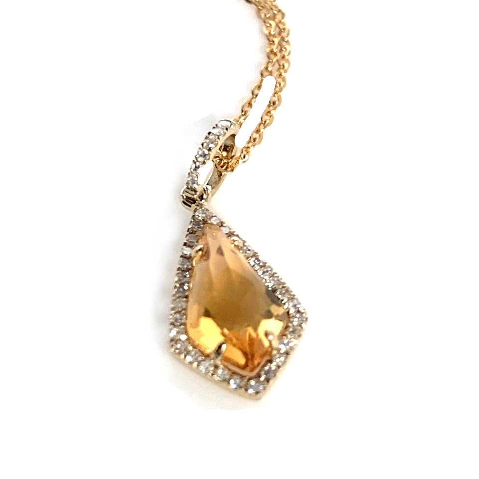14k kite shape citrine and diamond pendant MP27586ct
