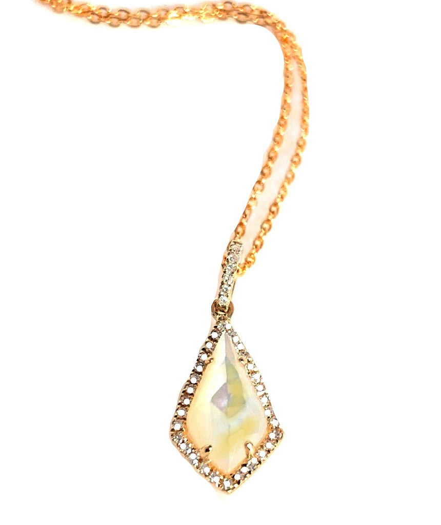 14k gold kite mother of pearl diamond pendant MP24586MP