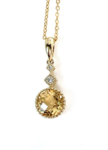 14k gold pink amethyst & diamond pendant MP45623AM