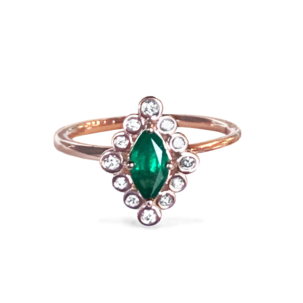 14k gold art deco emerald fashion ring MR4560