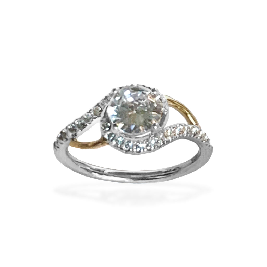 14k gold 2 tone white topaz engagement ring MR4561