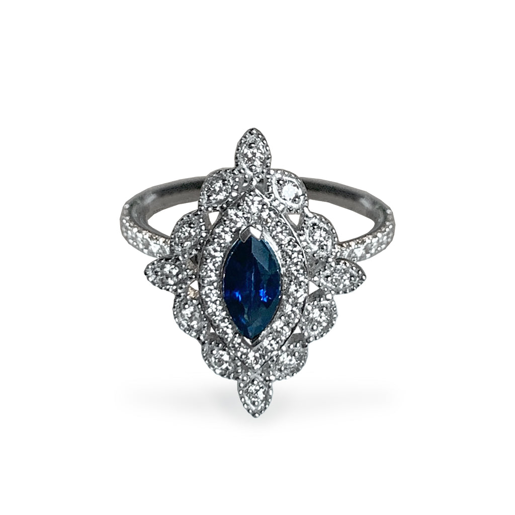 14k gold art deco sapphire fashion ring MR4562