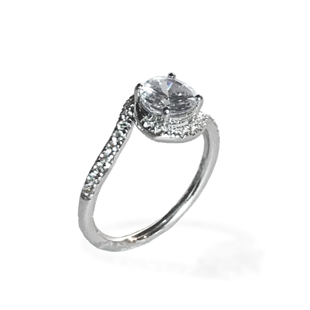 14k gold modern white topaz engagement ring MR4563