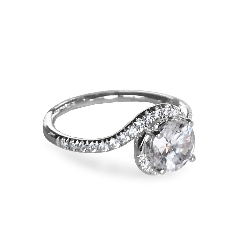 14k gold modern white topaz engagement ring MR4563