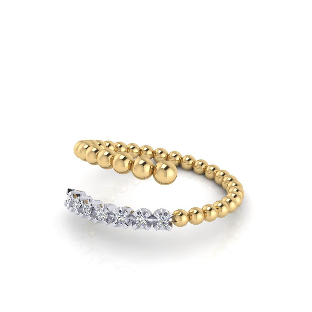 14k gold beaded diamond fashion stack ring MR4884WY