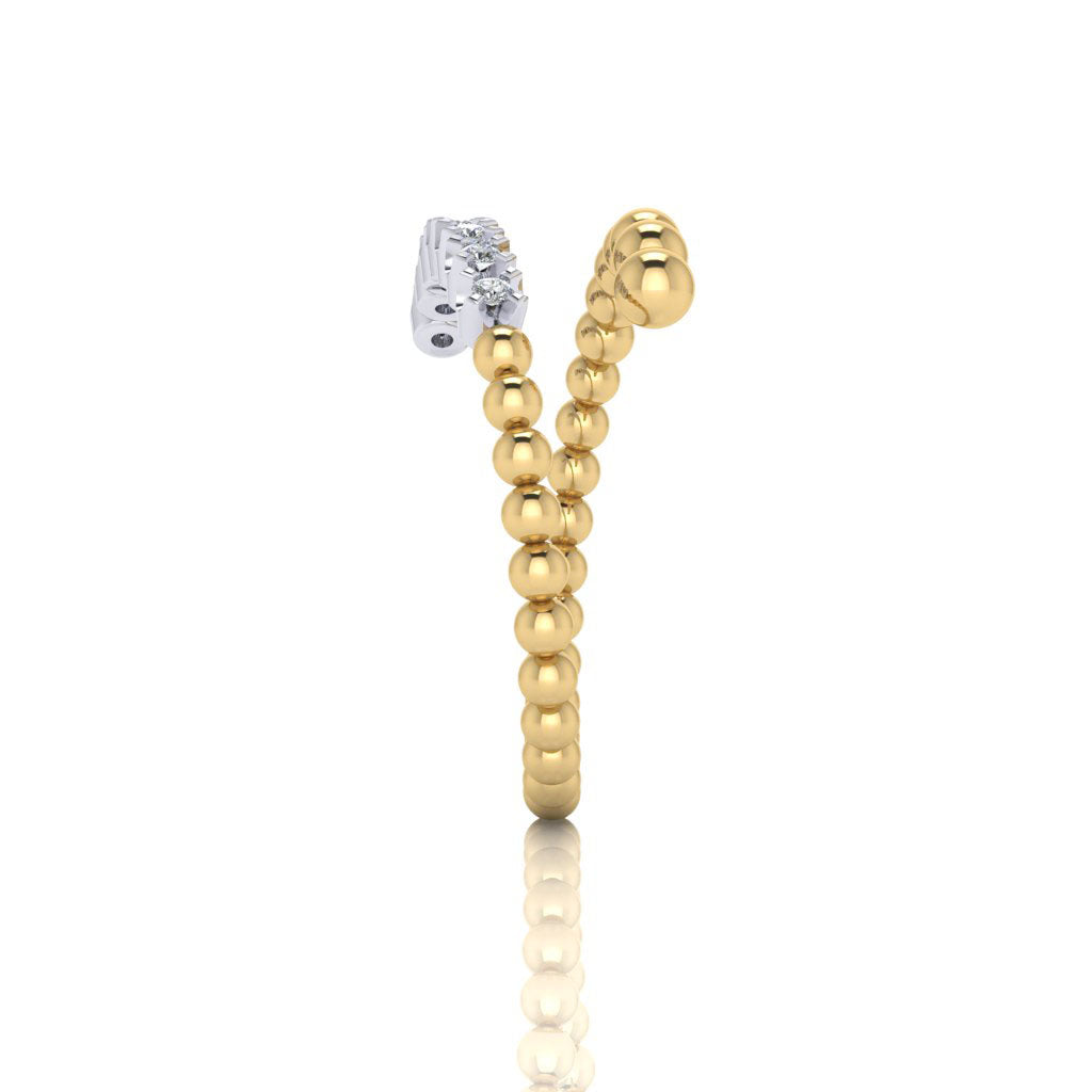 14k gold beaded diamond fashion stack ring MR4884WY