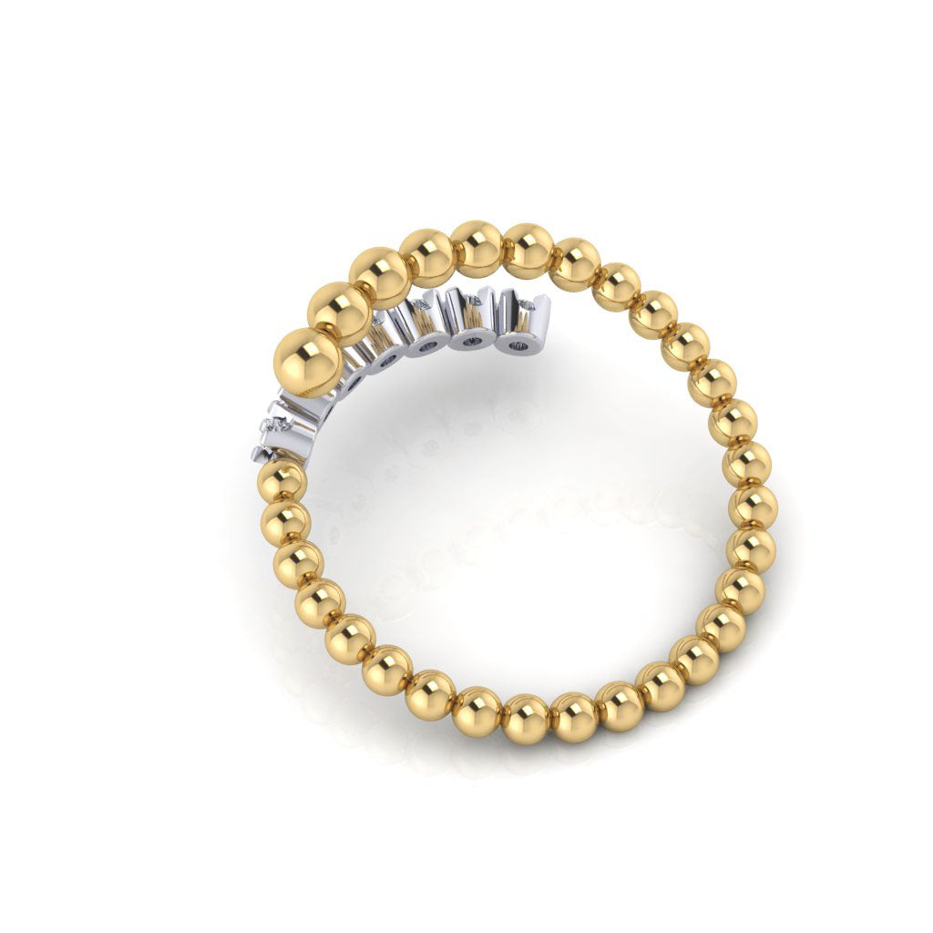 14k gold beaded diamond fashion stack ring MR4884WY