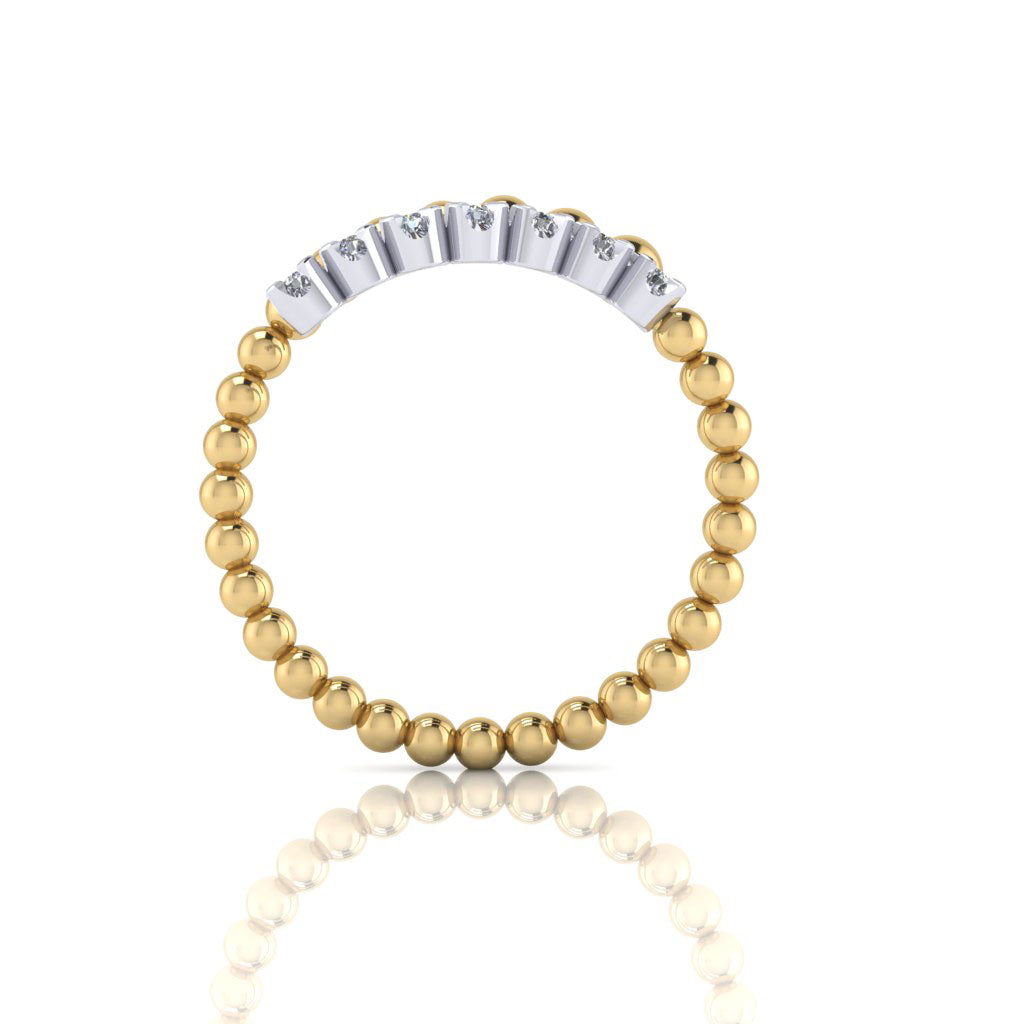 14k gold beaded diamond fashion stack ring MR4884WY