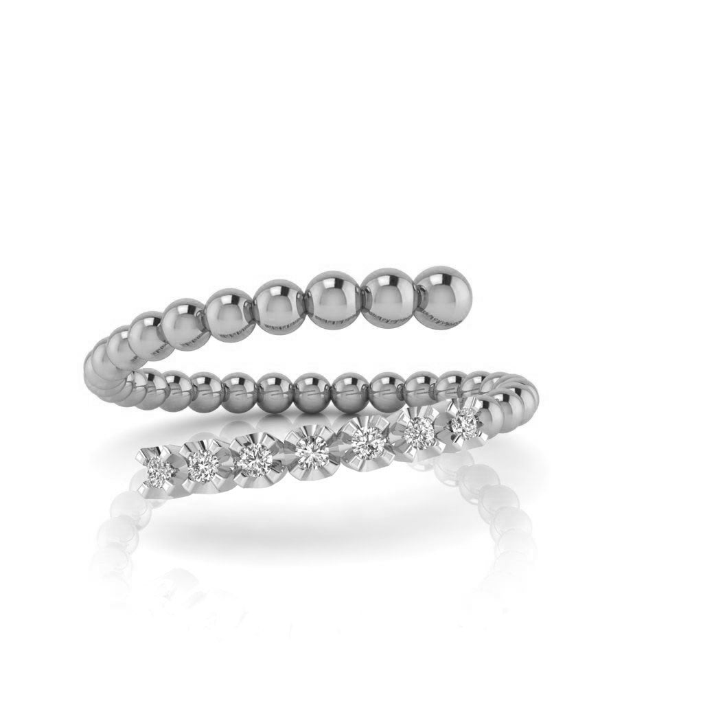 14k gold beaded diamond fashion stack ring MR4884WY