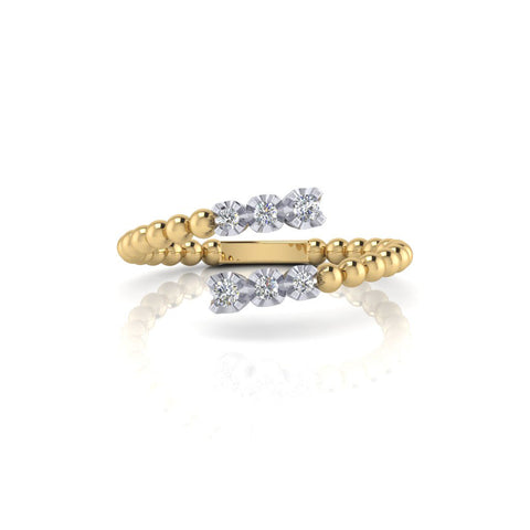 14K Brushed Gold Diamond Fashion Stack Ring SCR-1005