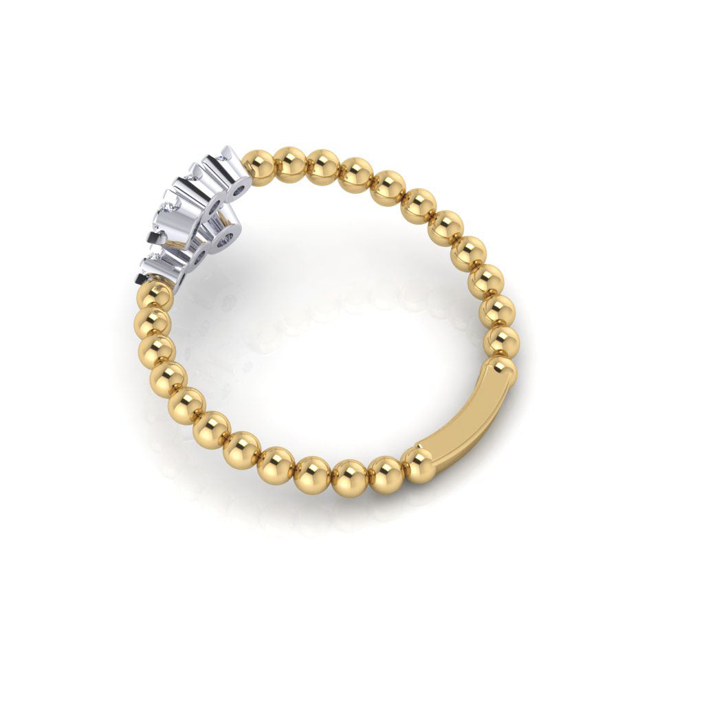 14k gold beaded bypass diamond fashion ring MR4885WY