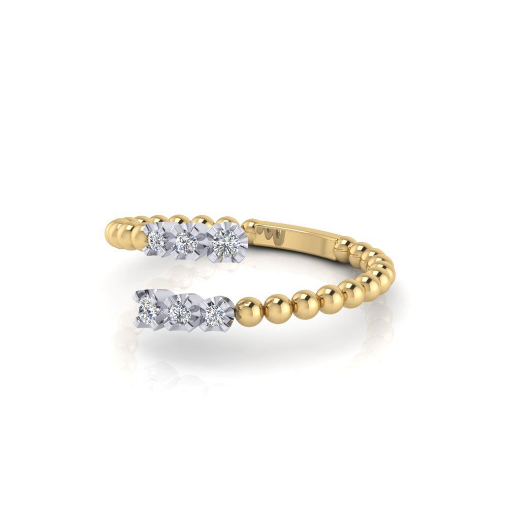 14k gold beaded bypass diamond fashion ring MR4885WY