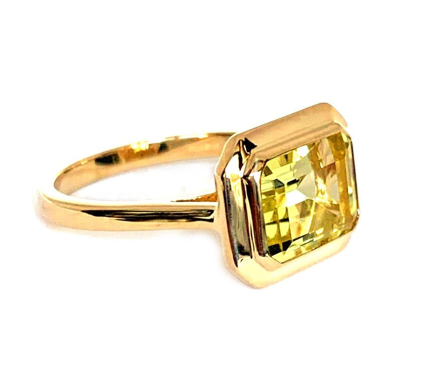 14k gold emerald cut lemon quartz pendant MP3478LQ