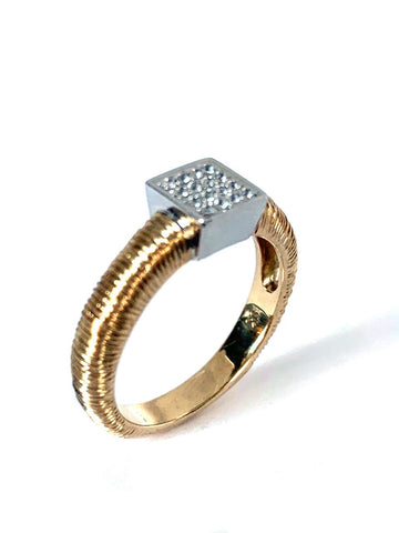 14k gold pave flower fashion ring MR47672