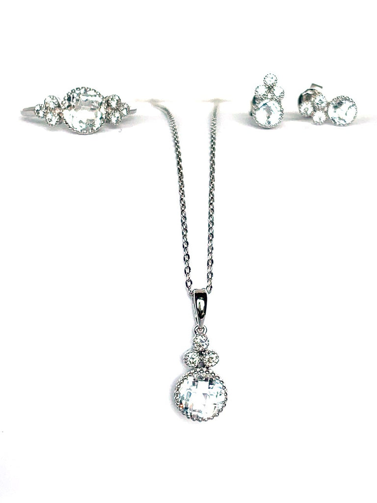 14k gold blue topaz & diamond pendant MP45624BT