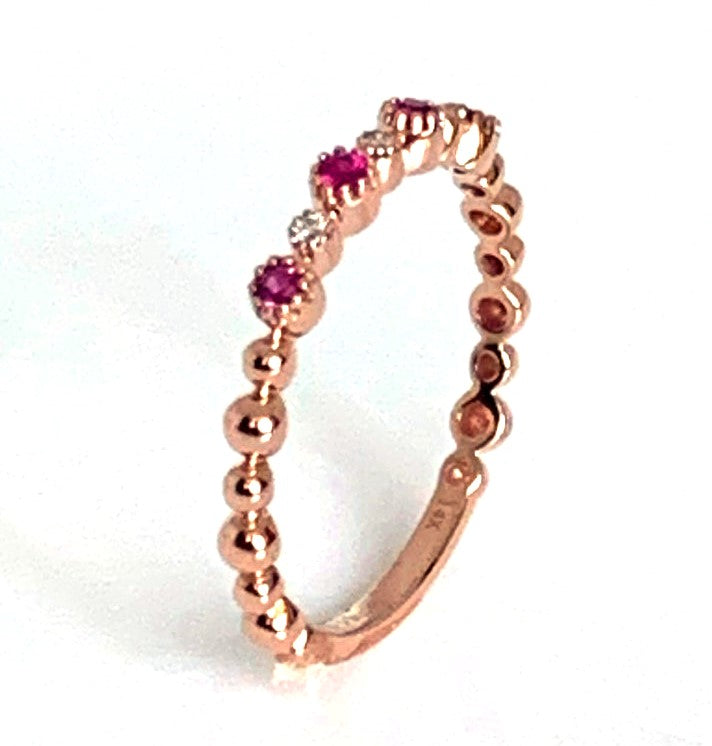 14k gold bead diamond & sapphire fashion stack ring SR45042DBS