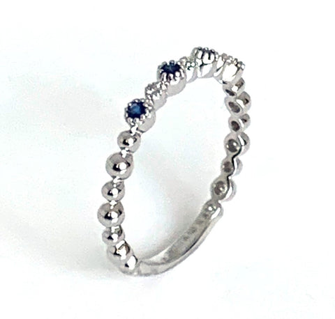 14k gold beaded sapphire fashion stack ring SR38281s