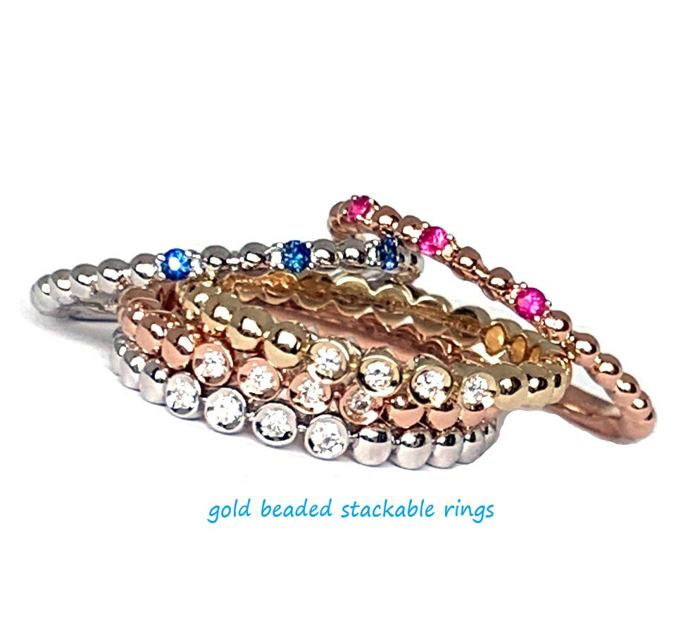 14K Beaded Gold Diamond Wedding, Fashion, Stack Ring SR35332D