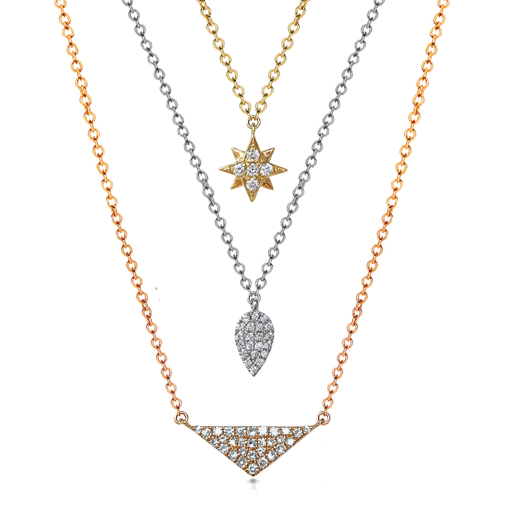 14k gold diamond pave star charm necklace MN44553C