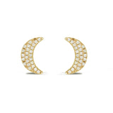 14K Gold Diamond Crescent Moon Stud Earrings 552687