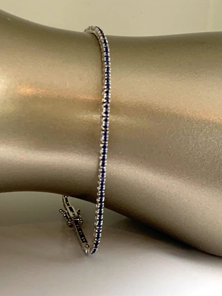 14k gold blue sapphire flexible tennis bracelet BR1BS