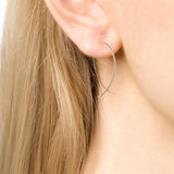 14K Half Hoop Diamond Wire Dangle Earrings E693