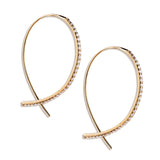 14K Half Hoop Diamond Wire Dangle Earrings E695