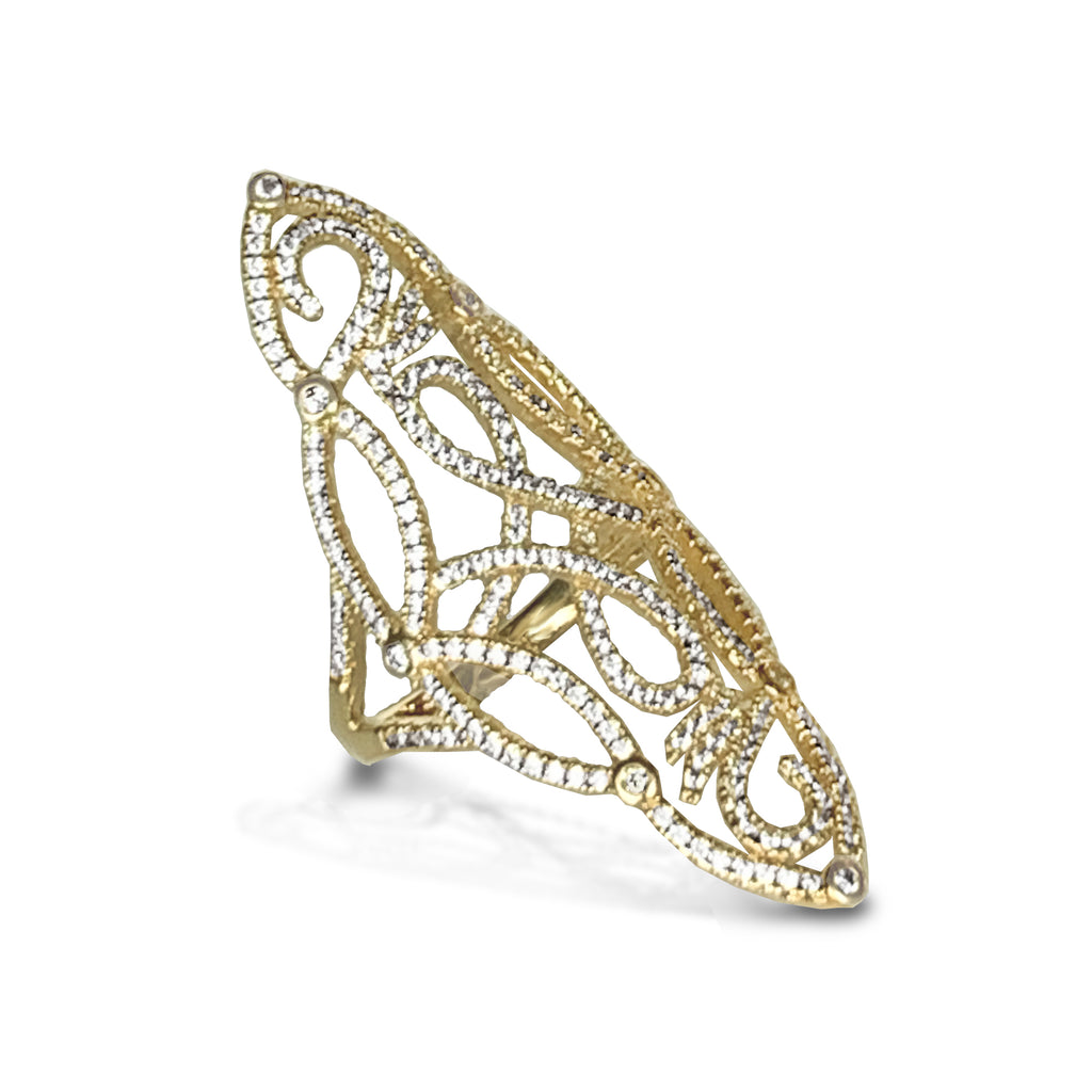 Anillo de moda de diamantes vintage de oro de 14k FR258