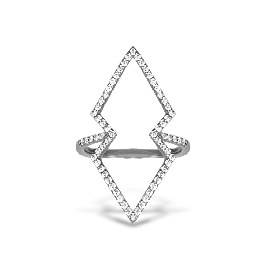 Anillo de moda geométrica con diamantes de oro de 14k FR259