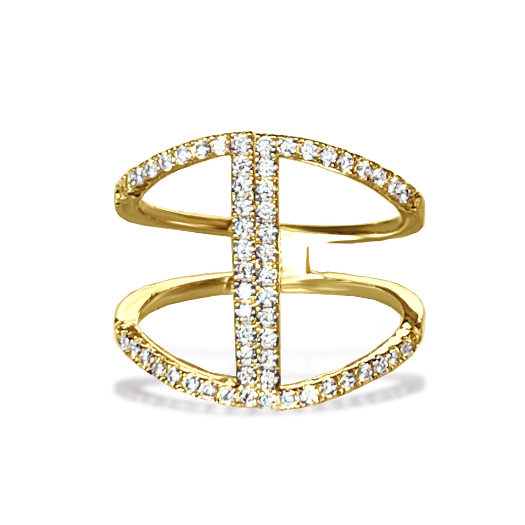 Anillo de moda con barra de diamantes en oro de 14k FR262