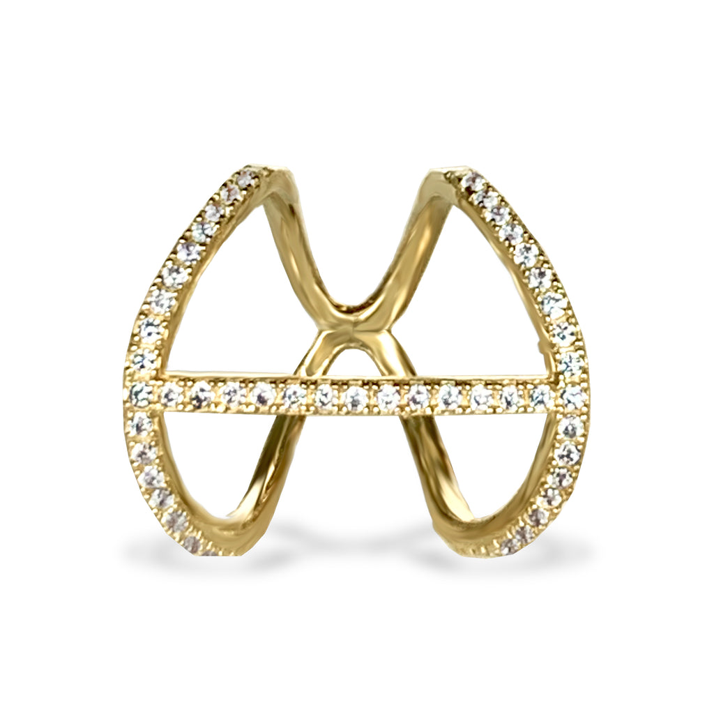 Anillo de moda con barra de diamantes en oro de 14k FR268