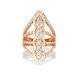 Anillo de moda con diamantes art deco de oro de 14k FR271