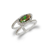 14k gold split band halo oval opal engagement ring FR293