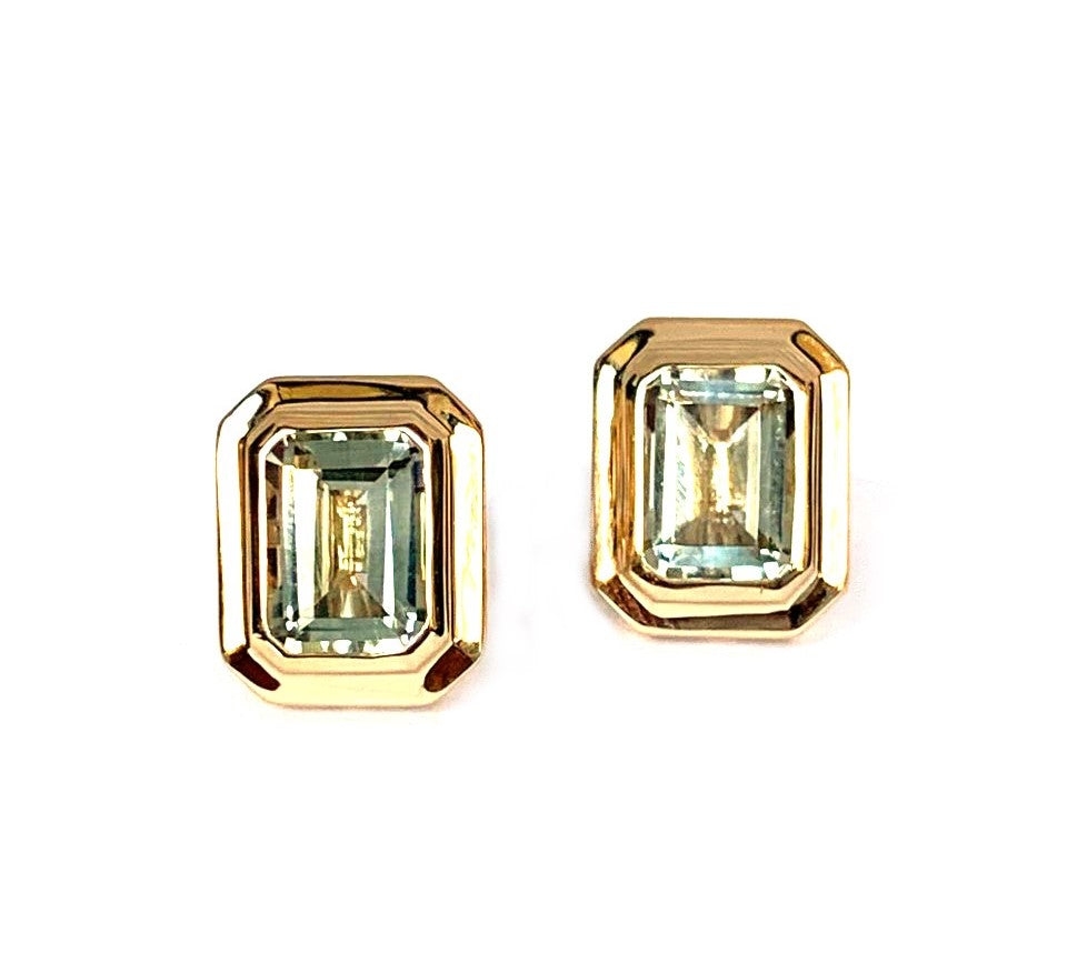 14k gold emerald cut green amethyst earrings ME2496GAM